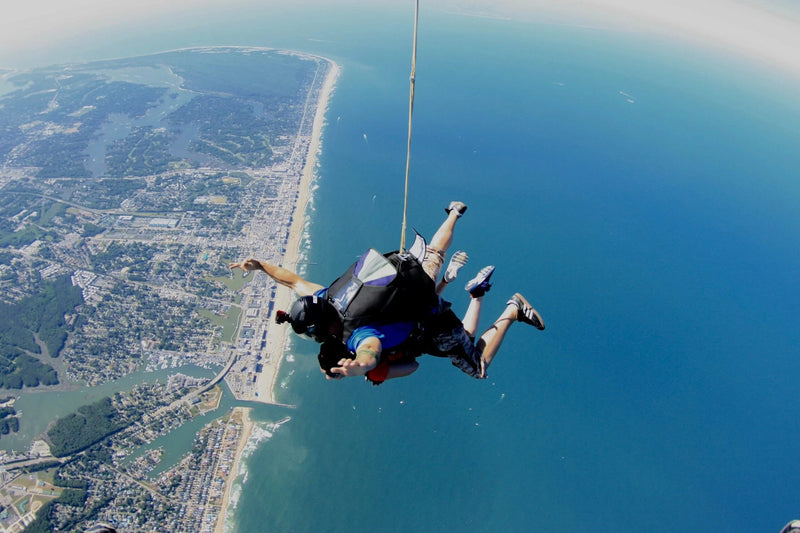 A golden opportunity: skydive and land directly on the beach at JACKALOPE VIRGINIA BEACH