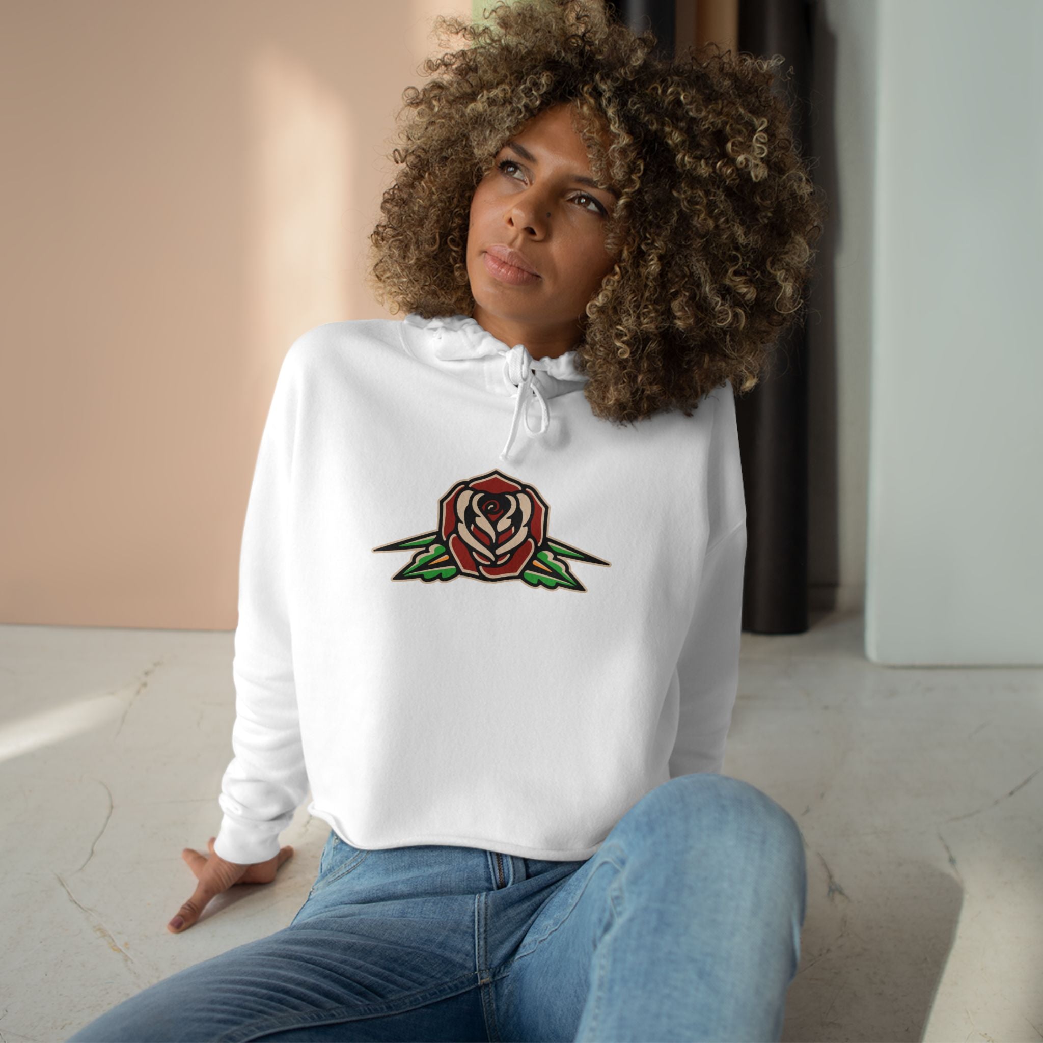 Liebe Calavera Rosa Crop Hoodie