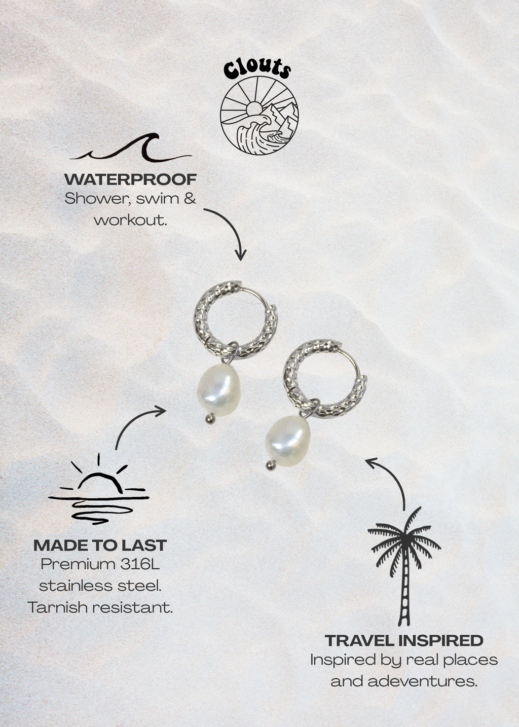 Atlantis Pearl Hoop Earrings - Silver