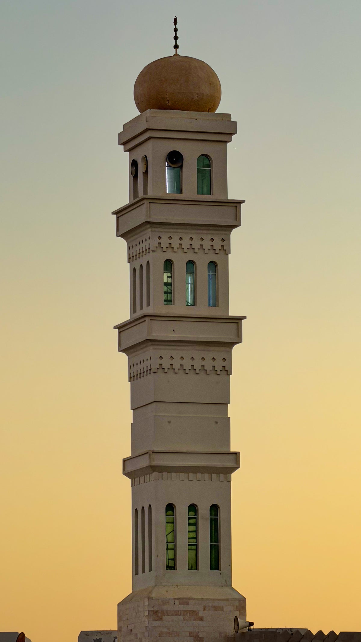 Oman: a minaret against the evening sky. Photo by Mike Boisvert / The Skate Nomad