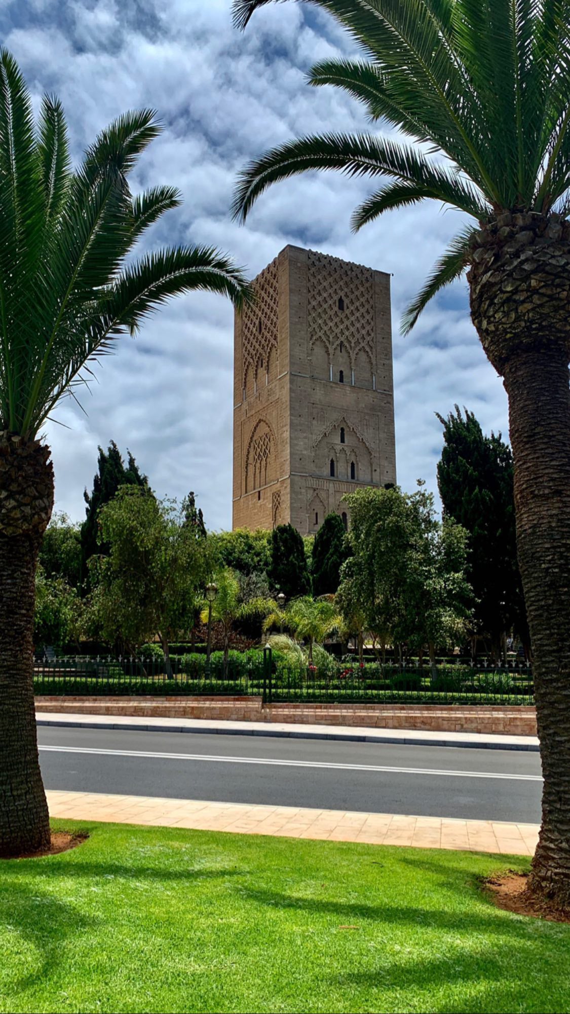 Rabat, Morocco: the Hassan Tower behind the palms. Photo by Mike Boisvert / The Skate Nomad