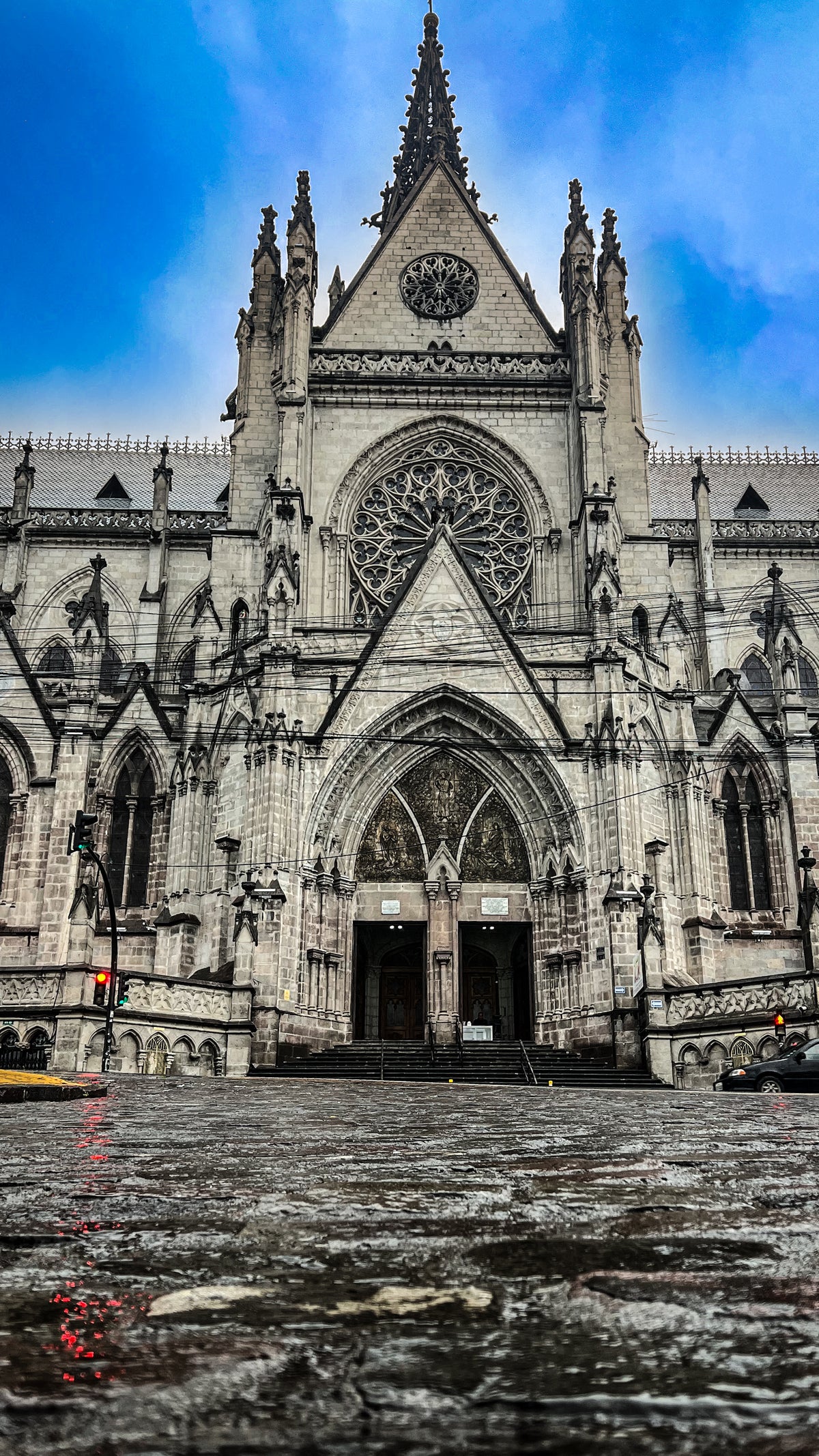Quito, Ecuador: the gothic facade of the basilica. Photo by Mike Boisvert / The Skate Nomad