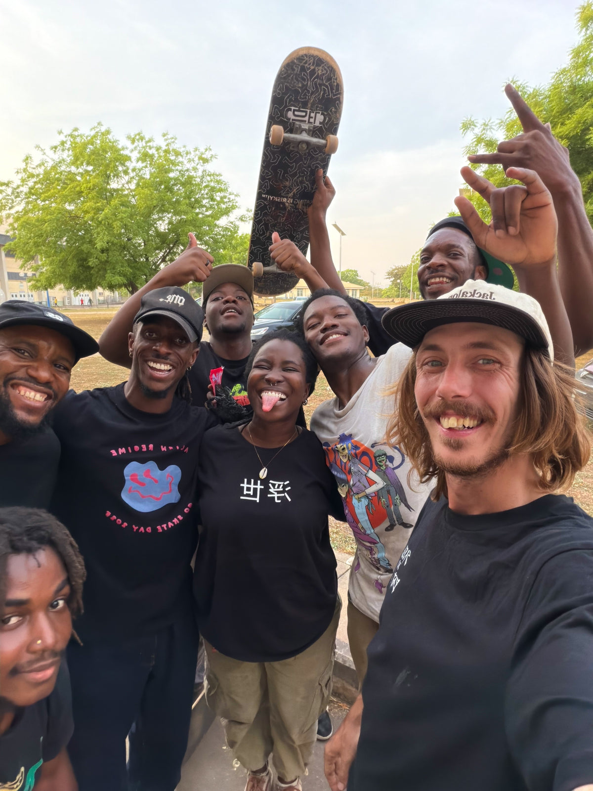 Nigeria: Mike Boisvert's selfie with a crowd of local skaters. Photo by Mike Boisvert / The Skate Nomad